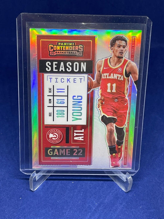 TRAE YOUNG 2020-21 PANINI CONTENDERS SP PHOTO VARIATION TICKET SILVER PRIZM #5
