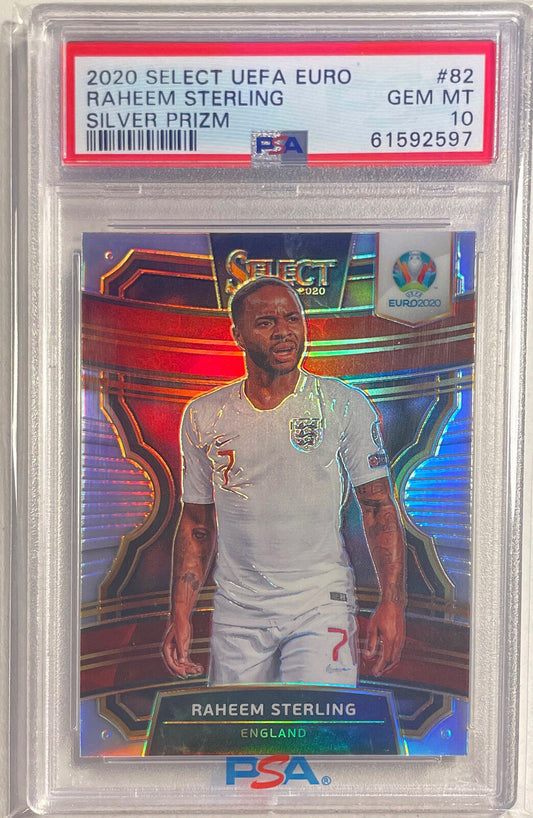 RAHEEM STERLING 2020-21 SELECT UEFA EURO SILVER PRIZM #82 PSA 10 GEM MINT POP 17