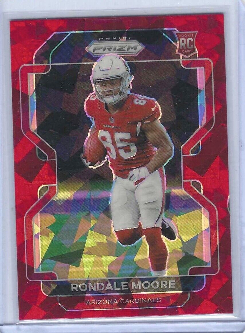 RONDALE MOORE 2021 PANINI PRIZM RED CRACKED ICE PRIZM ROOKIE RC #347