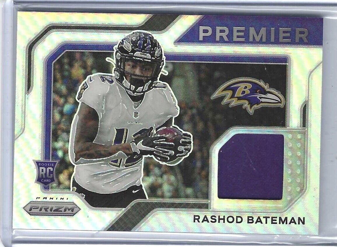 RASHOD BATEMAN 2021 PANINI PRIZM SILVER PRIZM PREMIER ROOKIE JERSEY PATCH RC #10