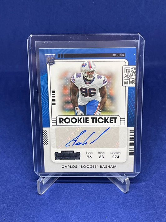 CARLOS "BOOGIE" BASHAM 2021 PANINI CONTENDERS ROOKIE TICKET AUTO RC #176