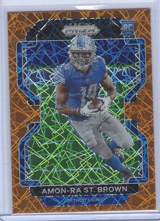 AMON-RA ST. BROWN 2021 PANINI PRIZM ORANGE LAZER PRIZM ROOKIE RC #358