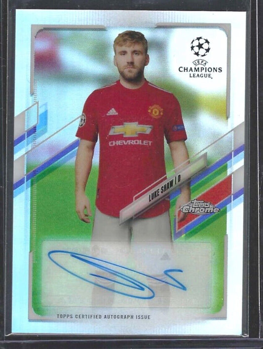 LUKE SHAW 2020-21 TOPPS CHROME UEFA SILVER REFRACTOR AUTO #CA-LS