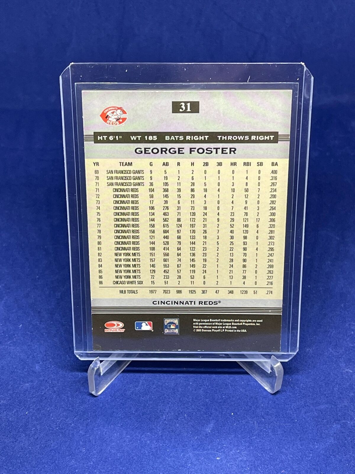 GEORGE FOSTER 2005 DONRUSS GREATS REDS AUTO #31
