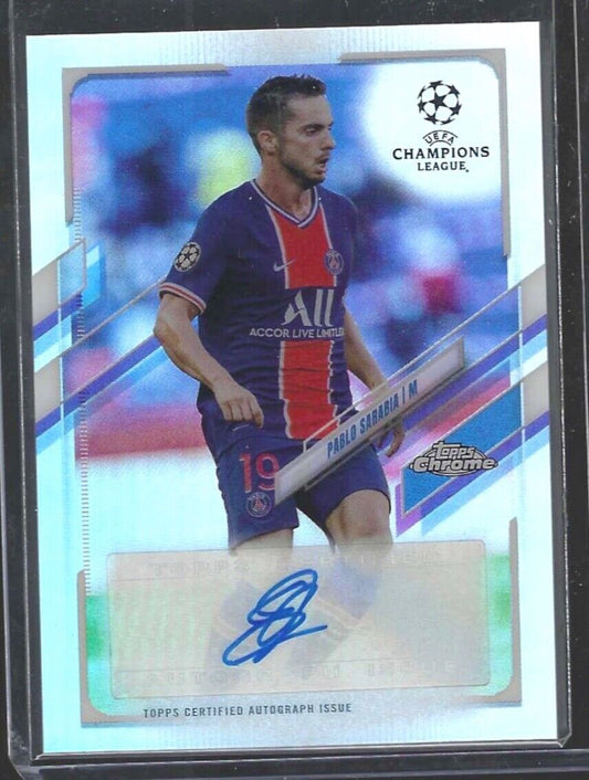 PABLO SARABIA 2020-21 TOPPS CHROME UEFA SILVER REFRACTOR AUTO #CA-PS