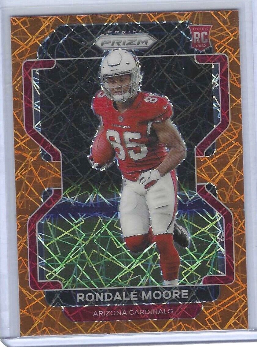 RONDALE MOORE 2021 PANINI PRIZM ORANGE LAZER PRIZM ROOKIE RC #347
