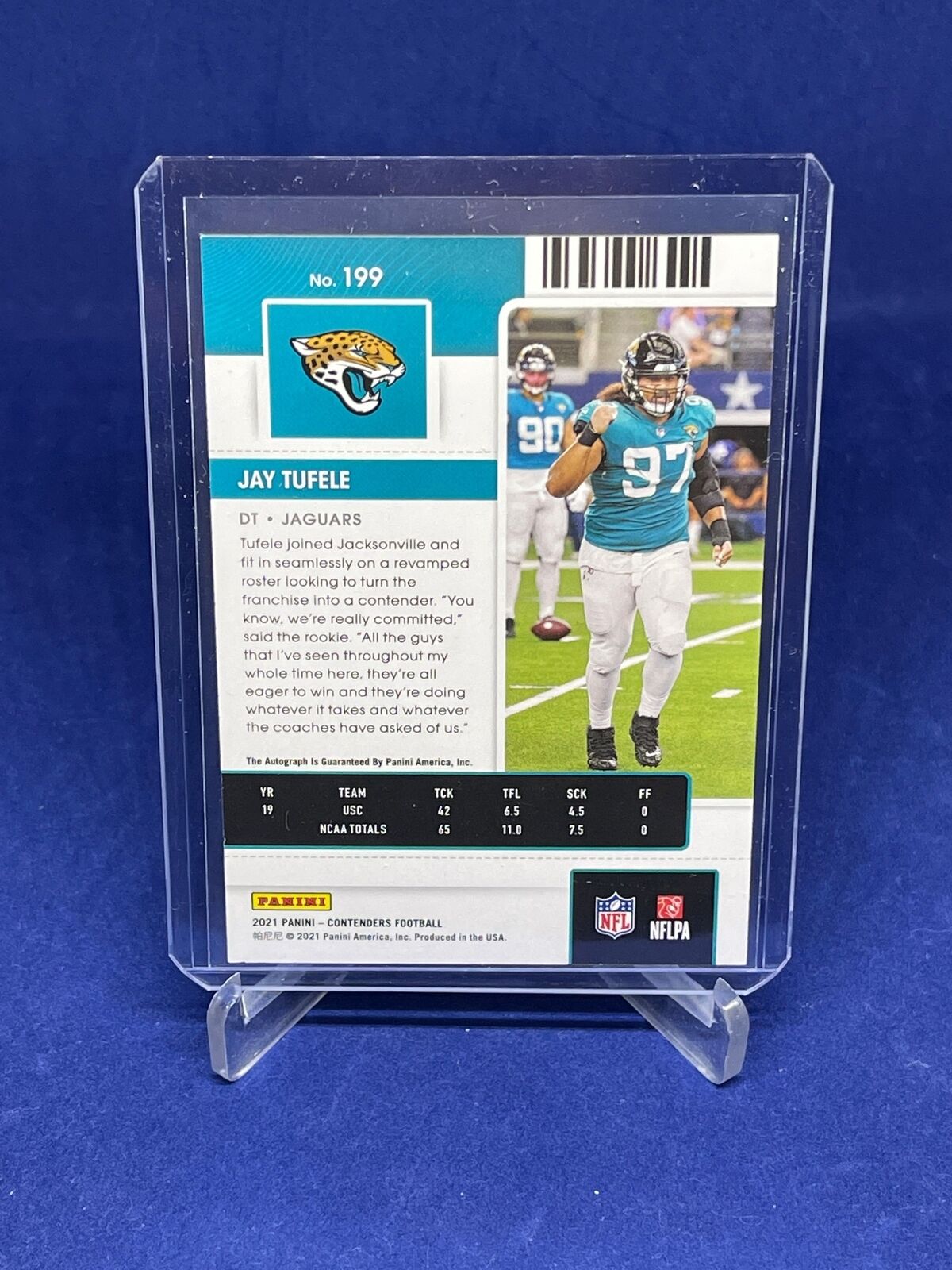 JAY TUFELE 2021 PANINI CONTENDERS ROOKIE TICKET AUTO RC #199