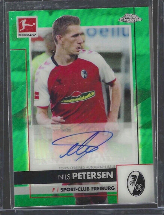 NILS PETERSEN 2020-21 TOPPS CHROME BUNDESLIGA GREEN REFRACTOR AUTO #D /99