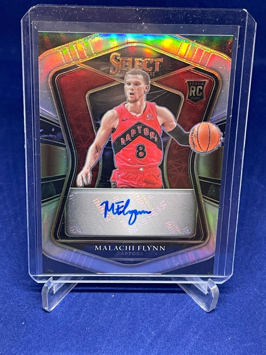 MALACHI FLYNN 2020-21 PANINI SELECT SILVER PRIZM AUTO ROOKIE RC #D 66//249