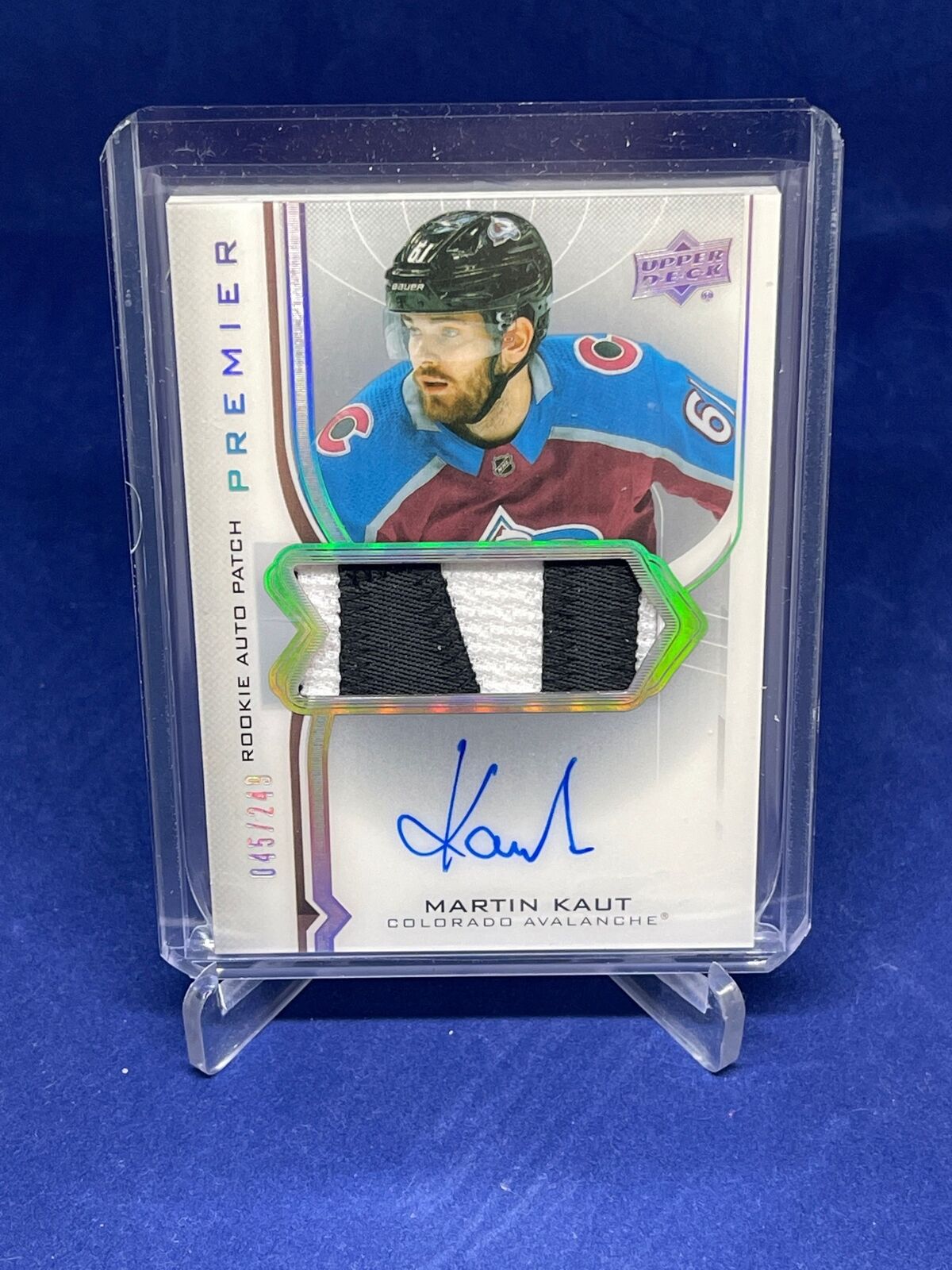 MARTIN KAUT 2020-21 UPPER DECK PREMIER RPA ROOKIE PATCH ONCARD AUTO RC #D 45/249