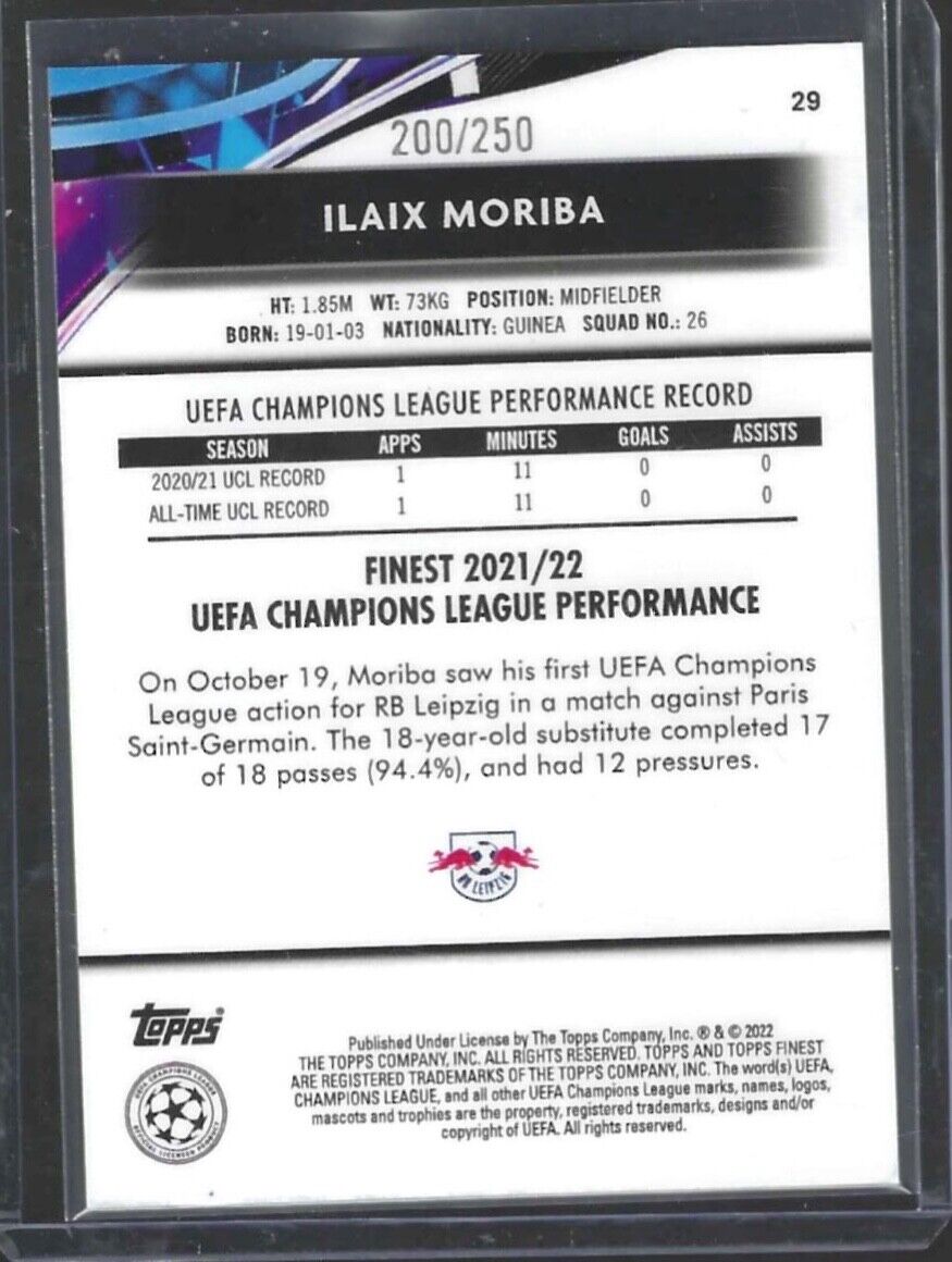 ILAIX MORIBA 2021-22 TOPPS FINEST YELLOW HYPER REFRACTOR ROOKIE RC #D 200/250