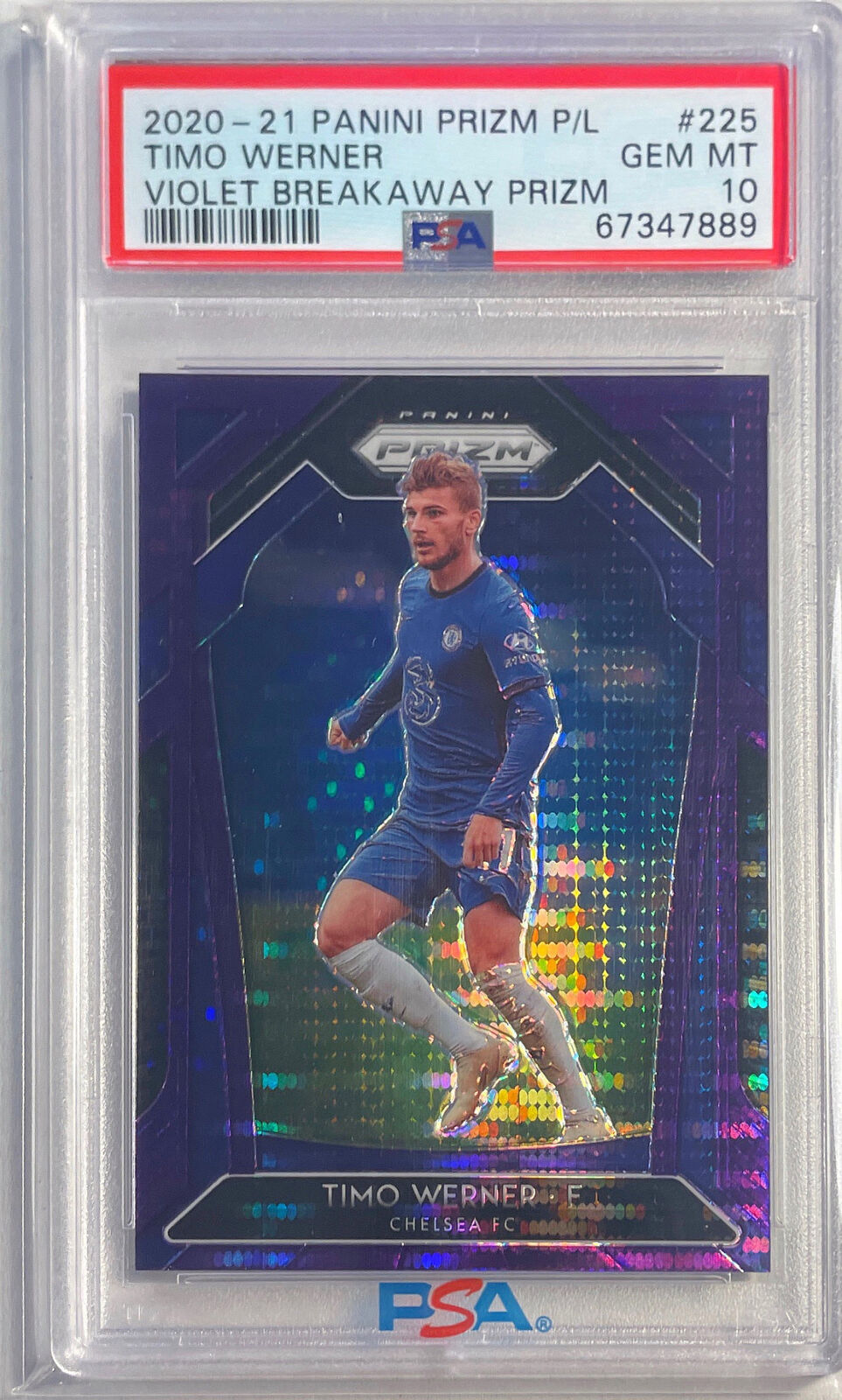 TIMO WERNER 2020-21 PRIZM EPL VIOLET BREAKAWAY PRIZM #D 35/99 PSA 10 GEM POP 1/1