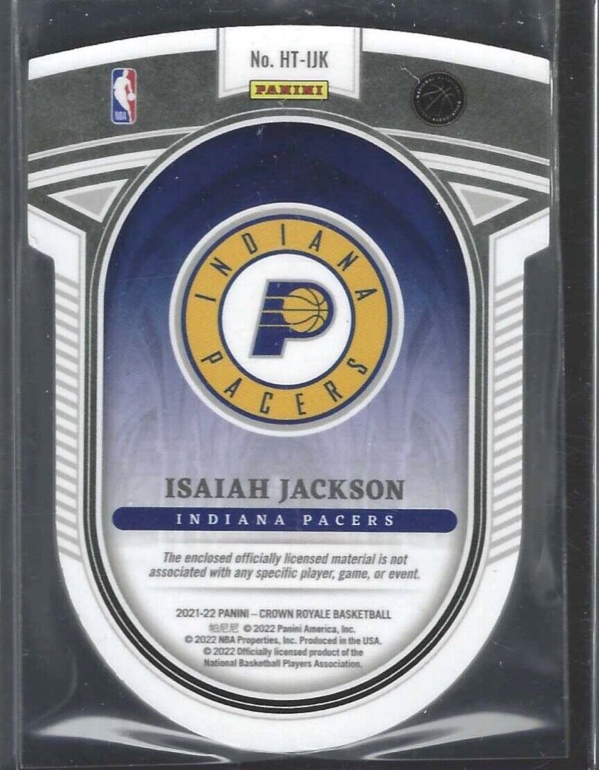 ISAIAH JACKSON 2021-22 CROWN ROYALE DIE CUT HEIRS TO THE THRONE PATCH RC #D /25
