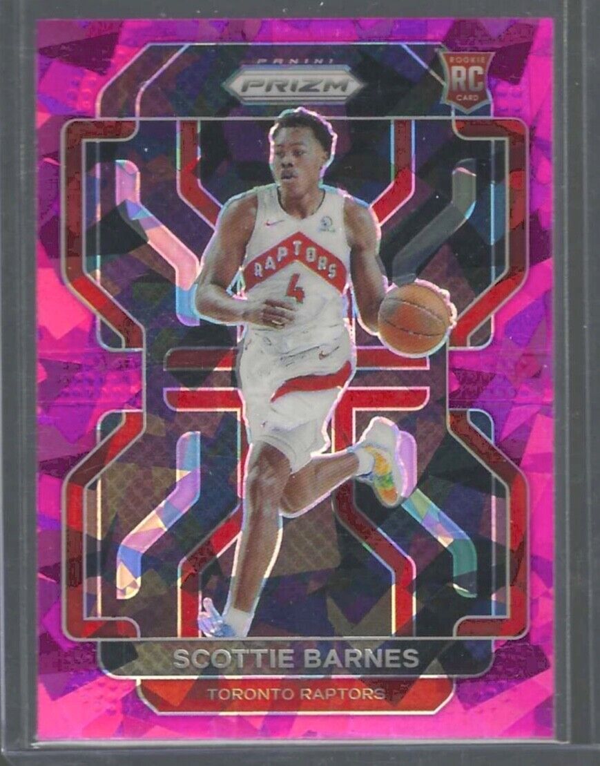 SCOTTIE BARNES 2021-22 PANINI PRIZM PINK CRACKED PRIZMS ROOKIE RC #320