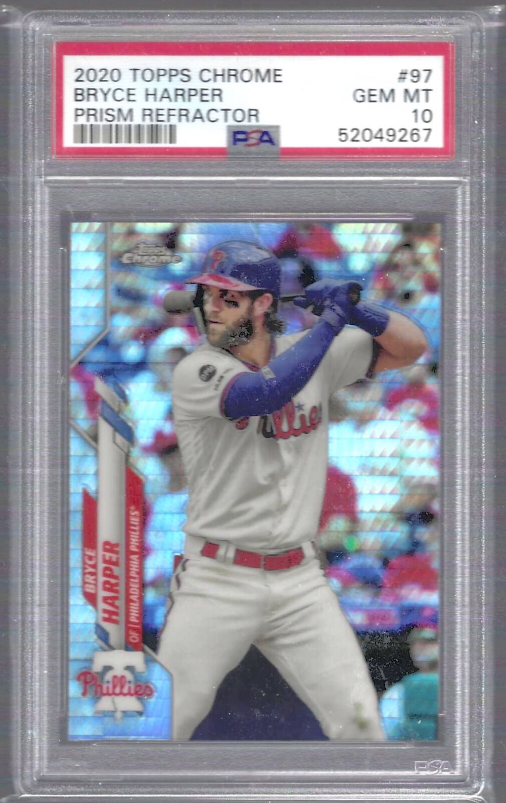 BRYCE HARPER 2020 TOPPS CHROME PRISM REFRACTOR PSA 10 GEM MINT POP 7