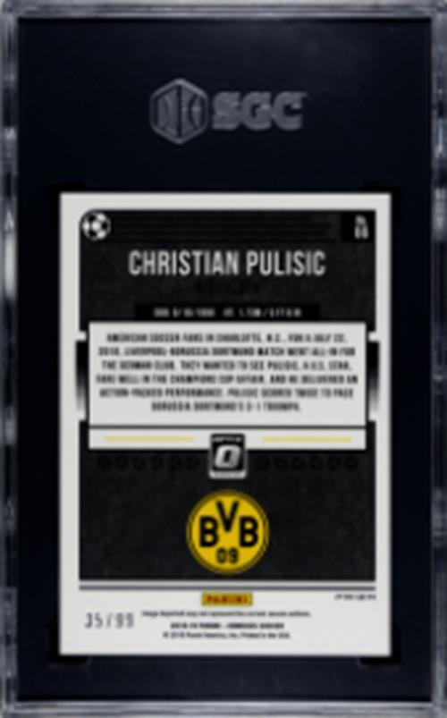 CHRISTIAN PULISIC 2018-19 PANINI DONRUSS OPTIC ORANGE PRIZM 35/99 SGC 10 POP 1/1
