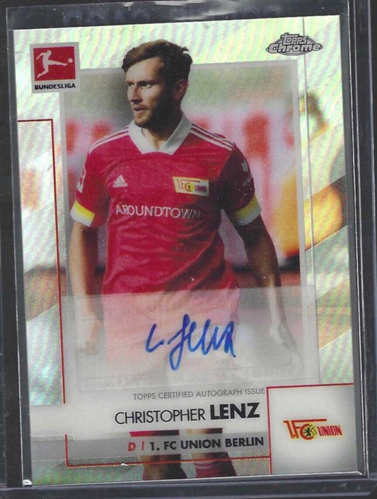CHRISTOPHER LENZ 2020-21 TOPPS CHROME BUNDESLIGA SILVER REFRACTOR AUTO RC