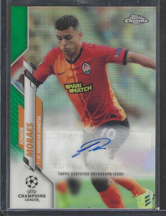 JUNIOR MORAES 2019-20 TOPPS CHROME UEFA GREEN REFRACTOR AUTO #D 22/99
