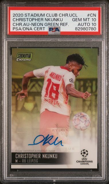 CHRISTOPHER NKUNKU 2020 STADIUM CLUB CHROME CHROME GREEN REF AUTO RC /99 PSA 10