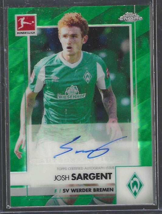 JOSH SARGENT 2020-21 TOPPS CHROME BUNDESLIGA GREEN REFRACTOR AUTO #D 71/99