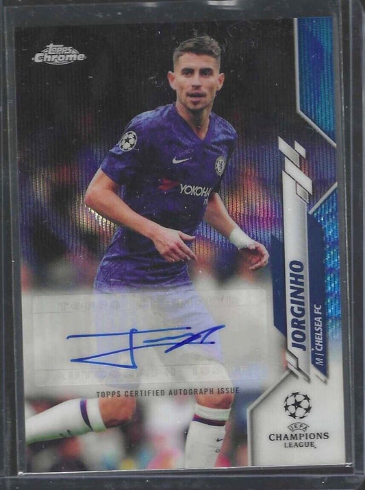 JORGINHO 2019-20 TOPPS CHROME UEFA BLUE WAVE REFRACTOR AUTO #D 73/75