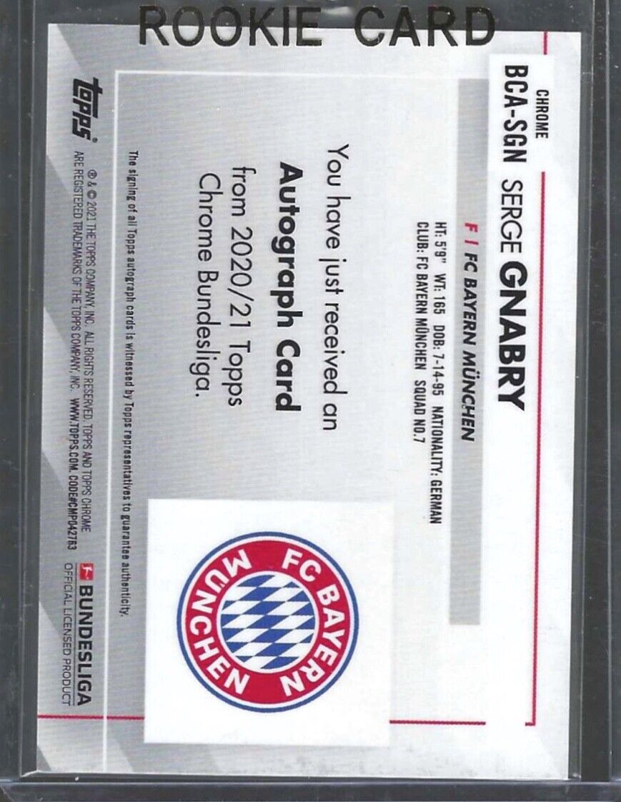SERGE GNABRY 2020-21 TOPPS CHROME BUNDESLIGA SILVER REFRACTOR AUTO #BCA-SGN