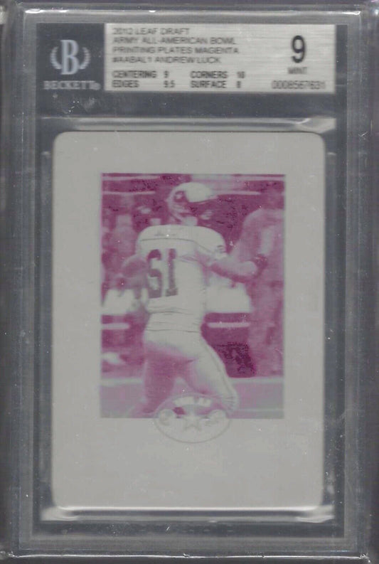 ANDREW LUCK 2012 LEAF DRAFT PRINTING PLATE MAGENTA RC BGS 9 MINT POP 2