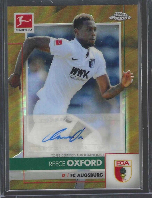 REECE OXFORD 2020-21 TOPPS CHROME BUNDESLIGA GOLD REFRACTOR AUTO #D /60