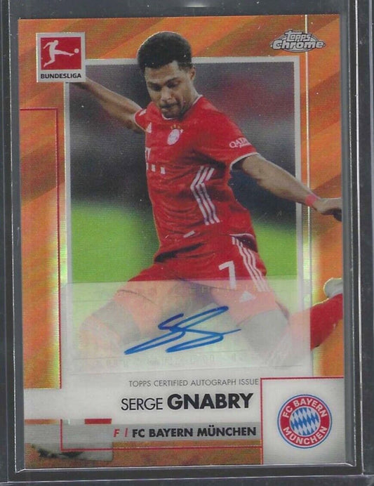 SERGE GNABRY 2020-21 TOPPS CHROME BUNDESLIGA ORANGE REFRACTOR AUTO #D 16/25