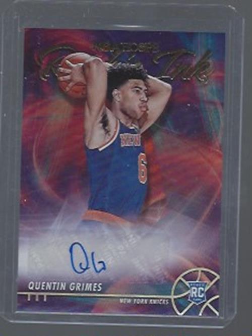 QUENTIN GRIMES 2021-22 PANINI NBA HOOPS ROOKIE INK KNICKS AUTO RC