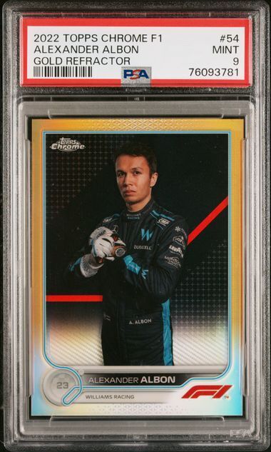 ALEXANDER ALBON 2022 TOPPS CHROME F1 GOLD REFRACTOR #D 42/50 PSA 9 MINT POP 3
