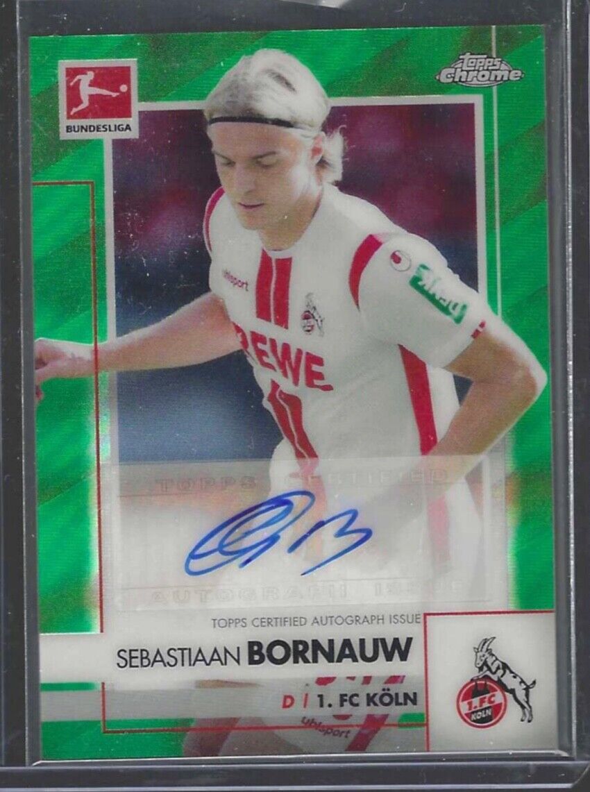 SEBASTIAAN BORNAUW 2020-21 TOPPS CHROME BUNDESLIGA GREEN REFRACTOR AUTO #D /99
