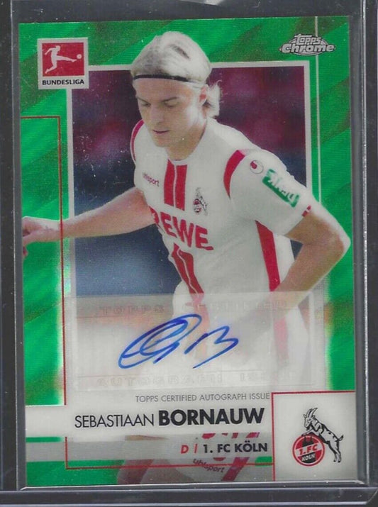 SEBASTIAAN BORNAUW 2020-21 TOPPS CHROME BUNDESLIGA GREEN REFRACTOR AUTO #D /99