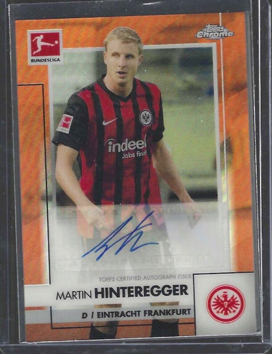 MARTIN HINTEREGGER 2020-21 TOPPS CHROME BUNDESLIGA ORANGE REFRACTOR AUTO #D /25