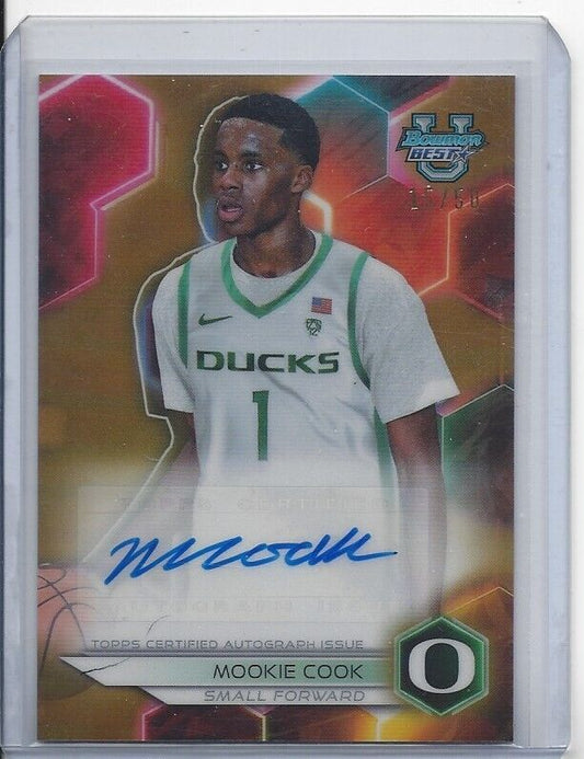 MOOKIE COOK 2023 BOWMAN'S BEST UNIVERSITY GOLD REFRACTOR AUTO #D 15/50