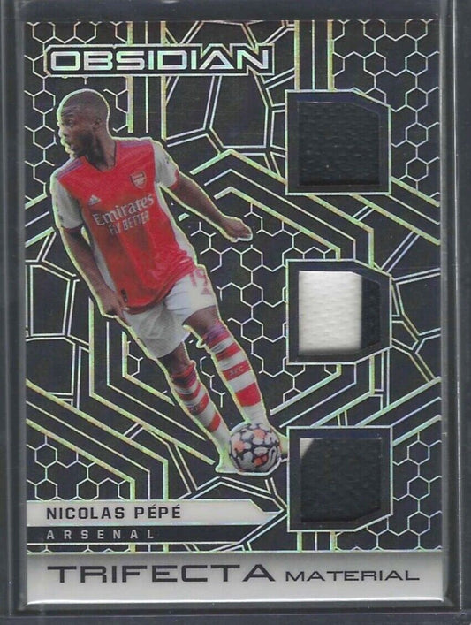 NICOLAS PEPE 2020-21 PANINI OBSIDIAN GOLD YELLOW TRIFECTA TRIPLE PATCH #D 02/10