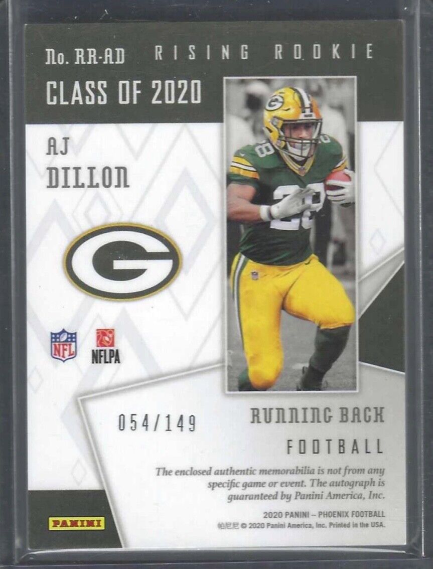 AJ DILLION 2020 PANINI PHOENIX RISING PRIZM ROOKIE PATCH AUTO RC #D 054/149