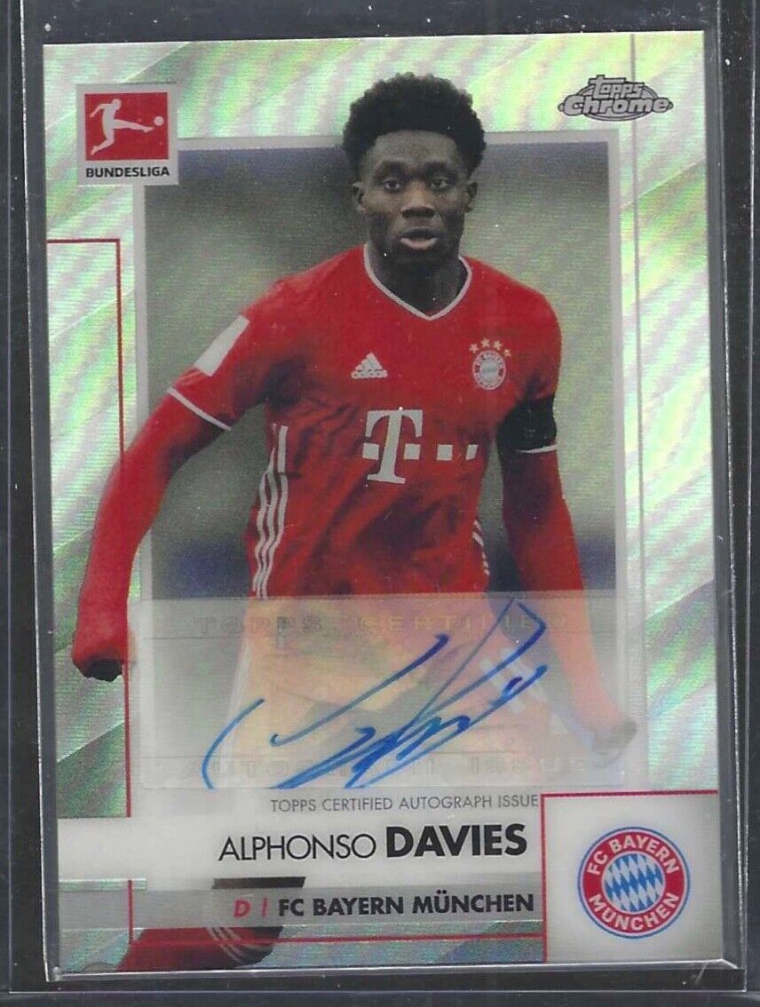 ALPHONSO DAVIES 2020-21 TOPPS CHROME BUNDESLIGA SILVER REFRACTOR AUTO #BCA-ADA