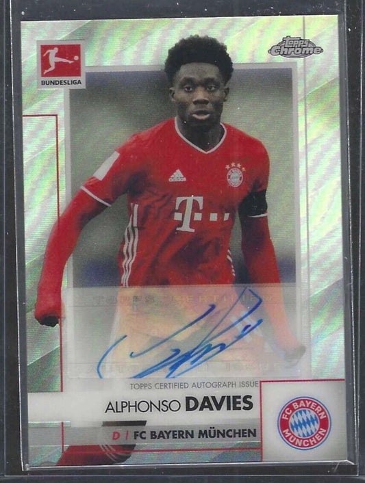ALPHONSO DAVIES 2020-21 TOPPS CHROME BUNDESLIGA SILVER REFRACTOR AUTO #BCA-ADA