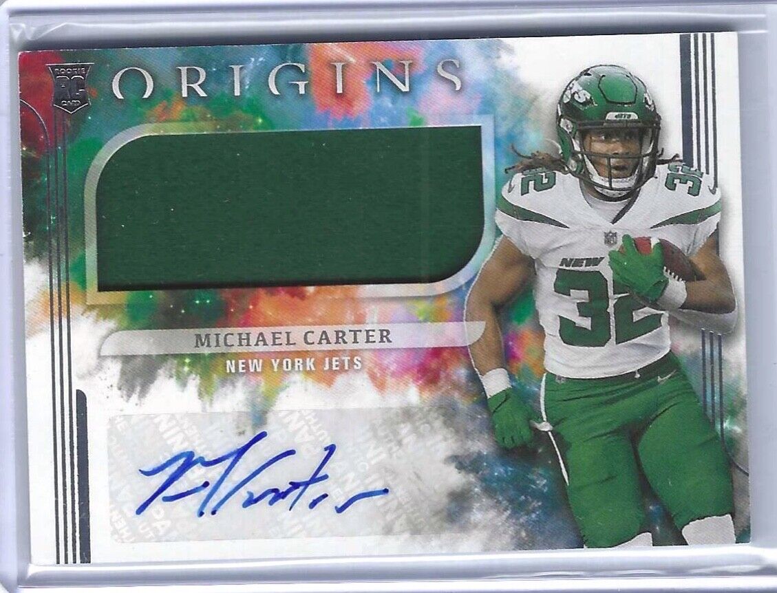 MICHAEL CARTER 2021 PANINI ORIGINS RPA ROOKIE PATCH AUTO RC #168