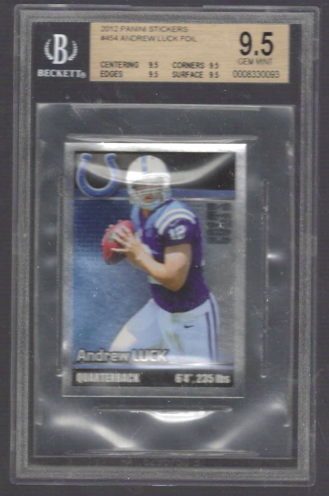 ANDREW LUCK 2012 PANINI STICKERS FOIL RC BGS 9.5 GEM MINT POP 3