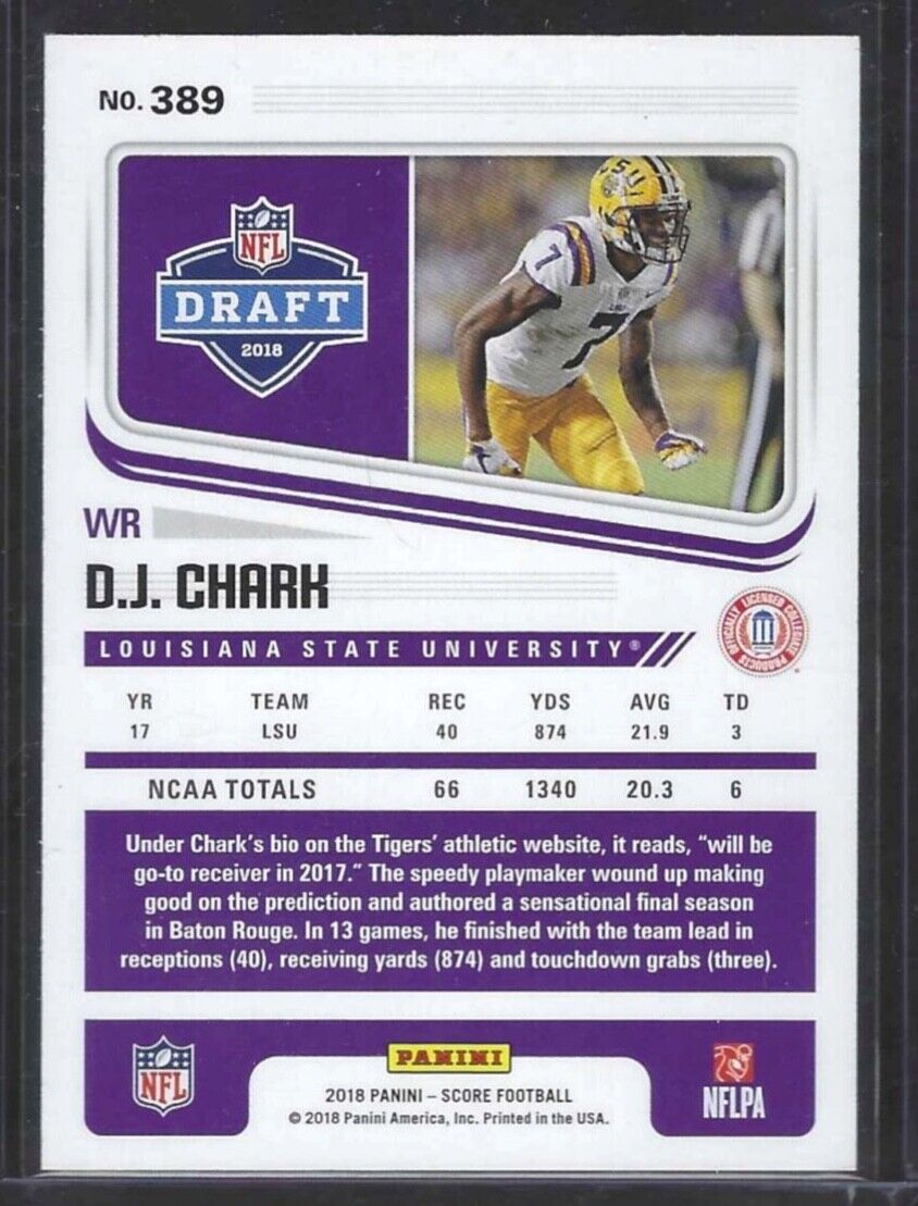 DJ CHARK 2018 PANINI SCORE ROOKIE AUTO RC #389