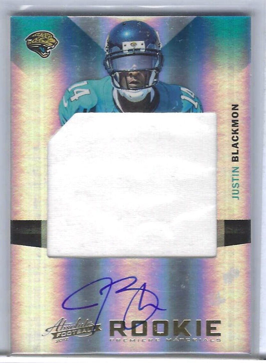 JUSTIN BLACKMON 2012 ABSOLUTE JUMBO JERSEY PATCH AUTO RC #D /25