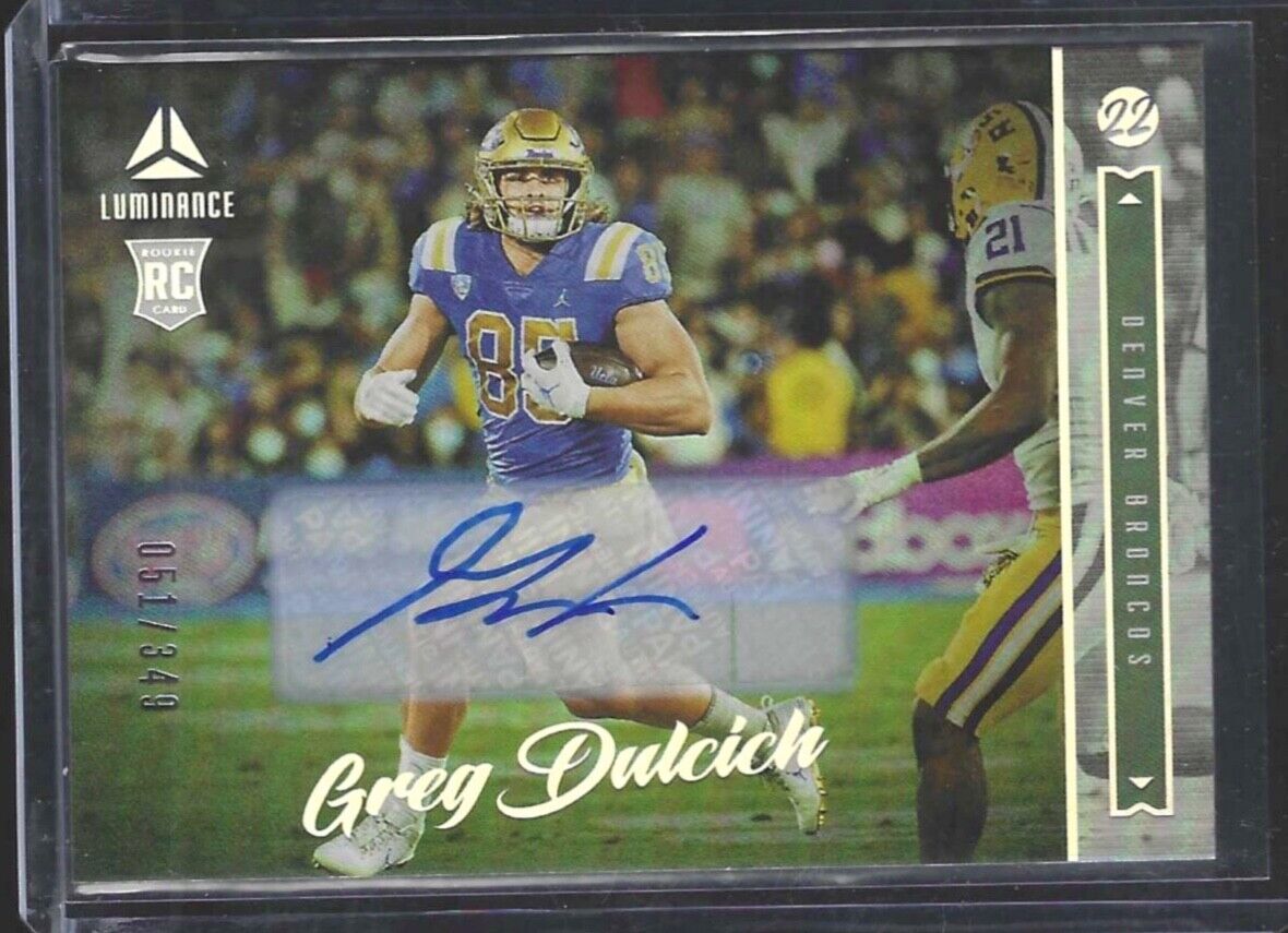 GREG DULCICH 2022 PANINI LUMINANCE SILVER FOIL ROOKIE AUTO RC #D 051/349