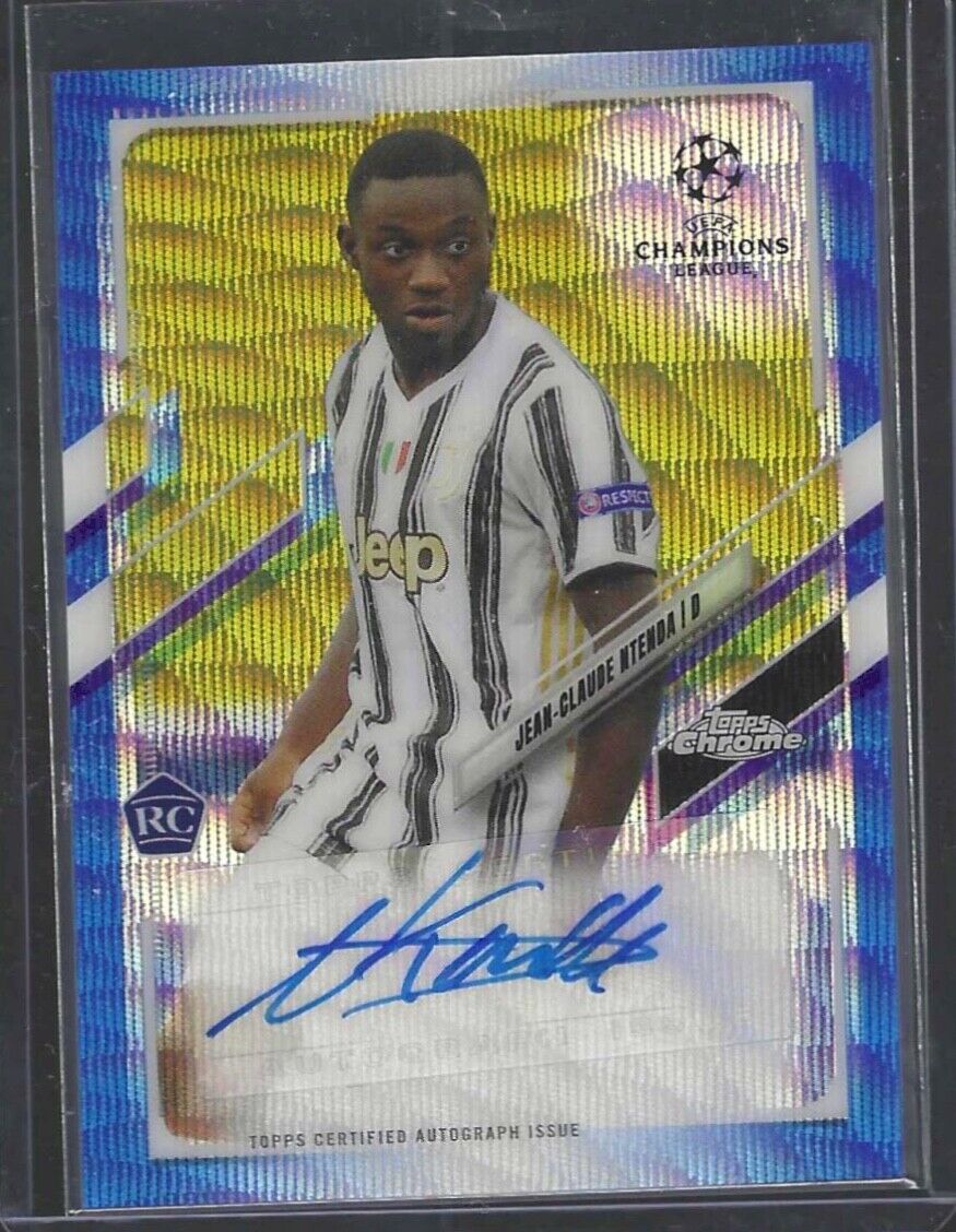 JEAN-CLAUDE NTENDA 2020-21 TOPPS CHROME UEFA BLUE WAVE REFRACTOR AUTO RC #D /75
