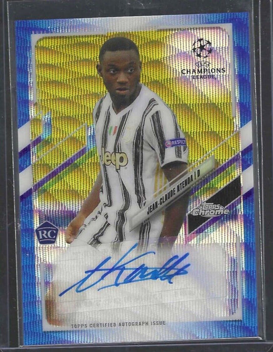 JEAN-CLAUDE NTENDA 2020-21 TOPPS CHROME UEFA BLUE WAVE REFRACTOR AUTO RC #D /75