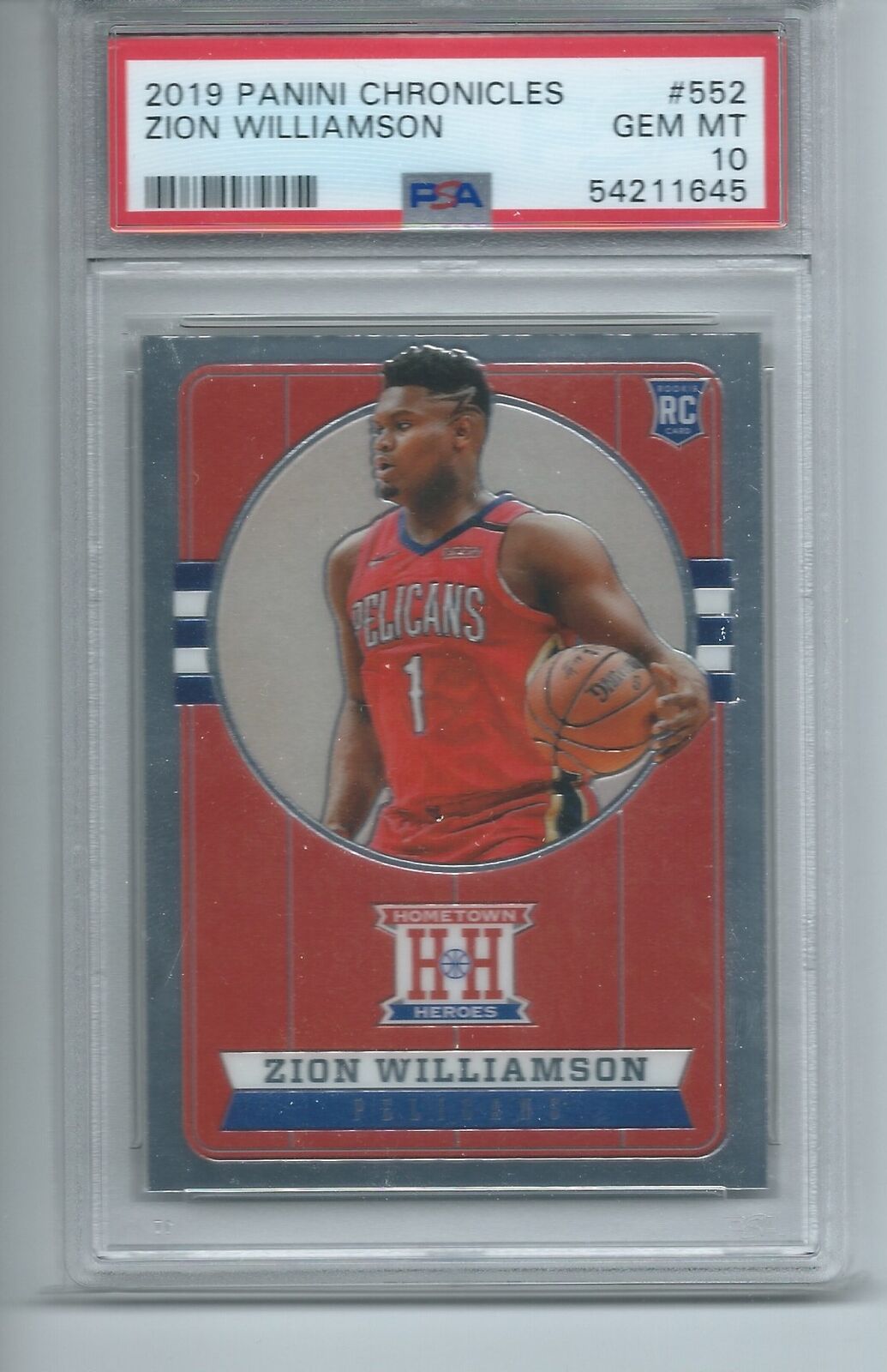 ZION WILLIAMSON 2019-20 PANINI CHRONICLES HOMETOWN HEROES RC #552 PSA 10 GEM