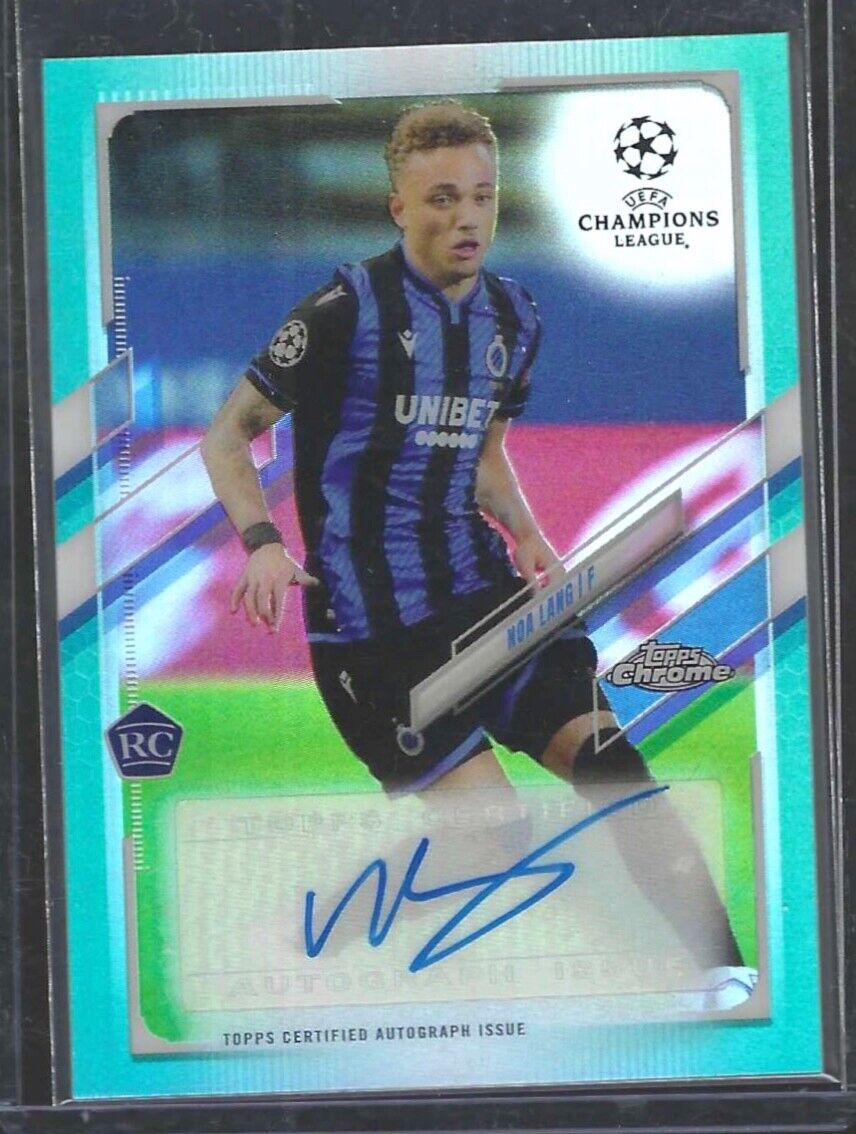 NOA LANG 2020-21 TOPPS CHROME UEFA AQUA REFRACTOR AUTO RC #D 150/199