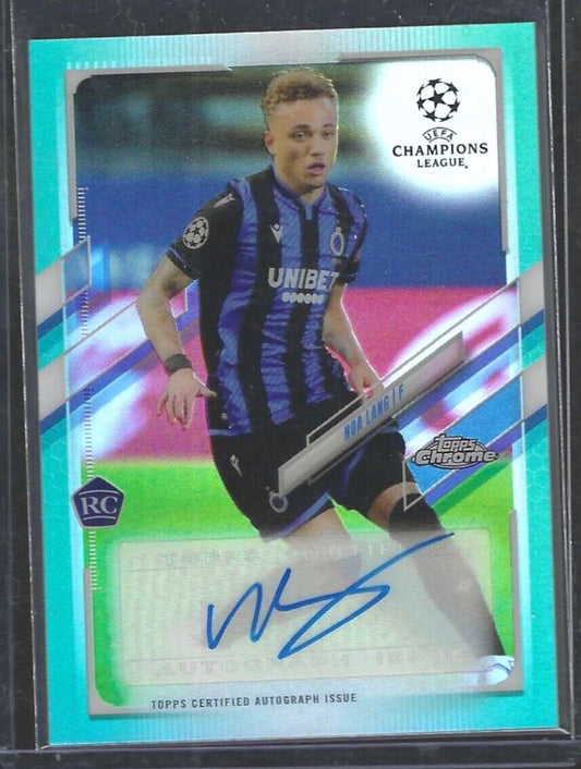 NOA LANG 2020-21 TOPPS CHROME UEFA AQUA REFRACTOR AUTO RC #D 150/199