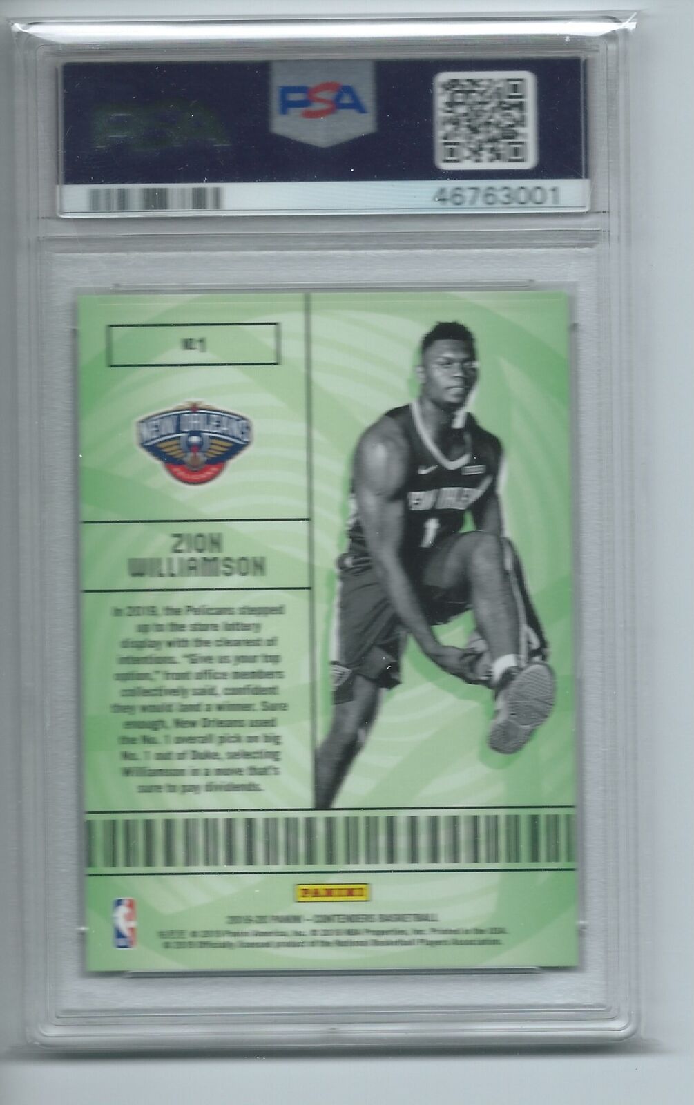 ZION WILLIAMSON 2019-20 PANINI CONTENDERS LOTTERY TICKET RC #1 PSA 10 GEM MINT